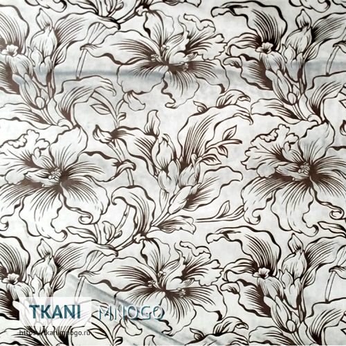 Фото внешнего вида велюра Роял “RJB16-1” (цветы белый)